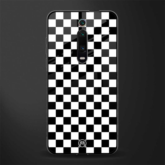 black & white check pattern glass case for redmi k20 image