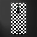black & white check pattern glass case for redmi k20 pro image