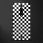 black & white check pattern glass case for redmi k20 pro image