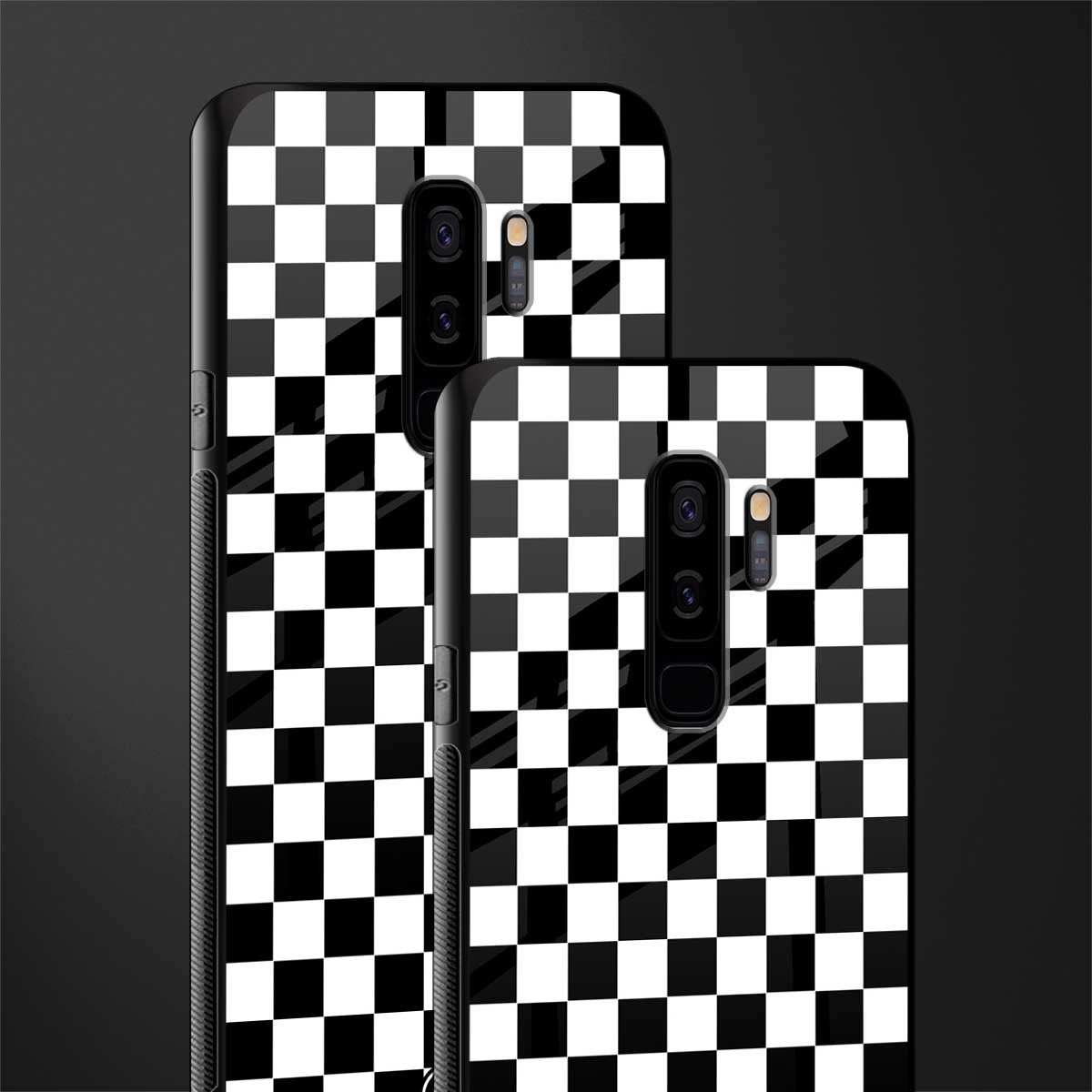black & white check pattern glass case for samsung galaxy s9 plus image-2
