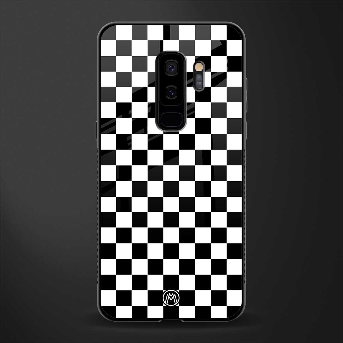 black & white check pattern glass case for samsung galaxy s9 plus image