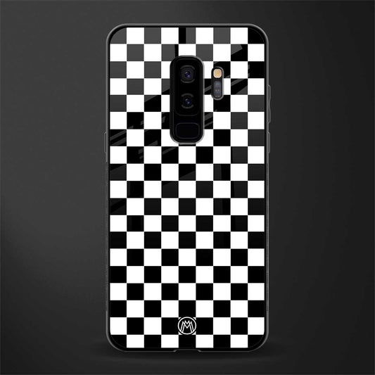 black & white check pattern glass case for samsung galaxy s9 plus image