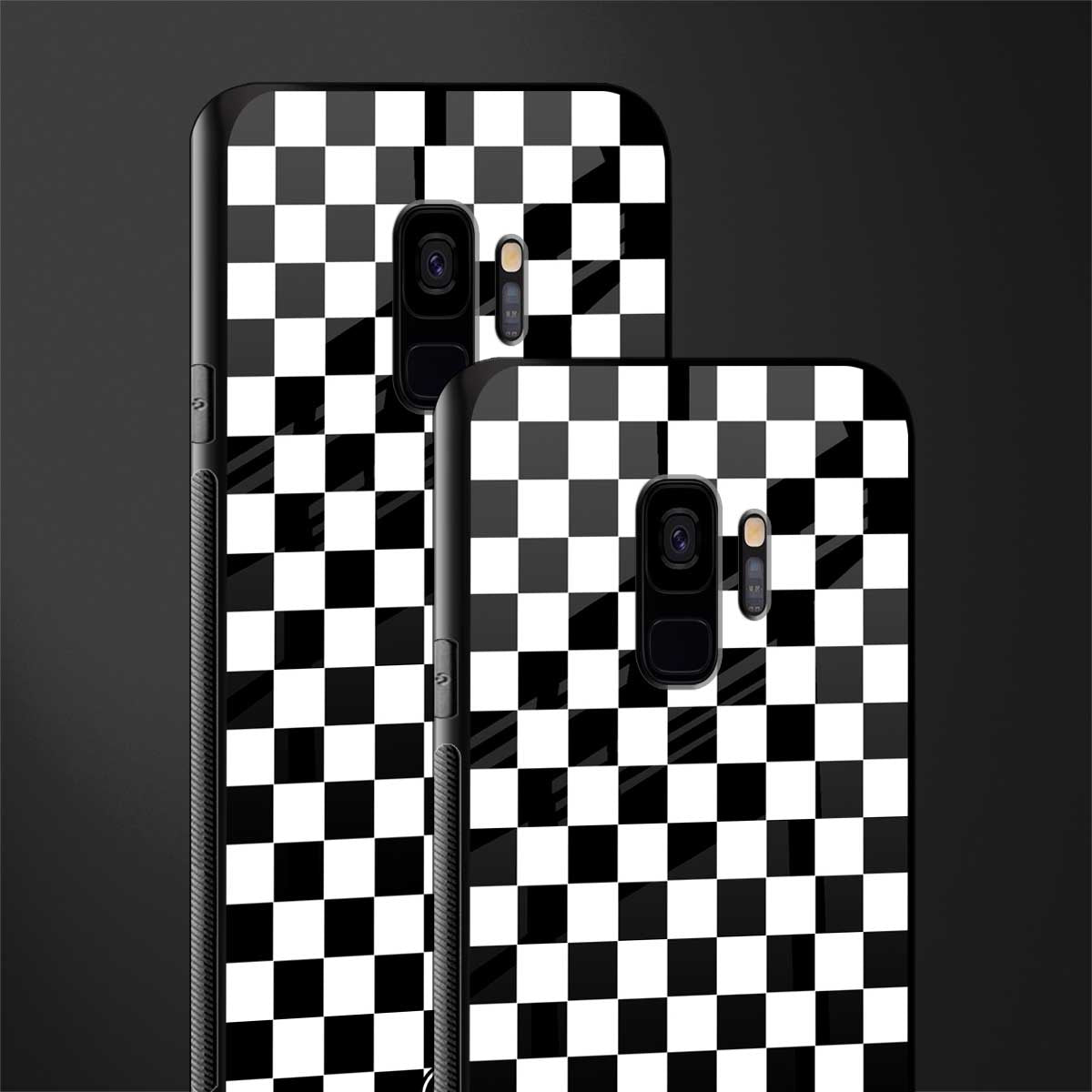 black & white check pattern glass case for samsung galaxy s9 image-2