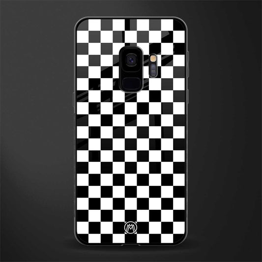 black & white check pattern glass case for samsung galaxy s9 image