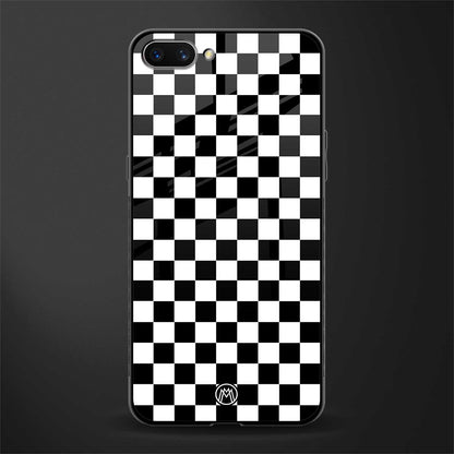 black & white check pattern glass case for realme c1 image