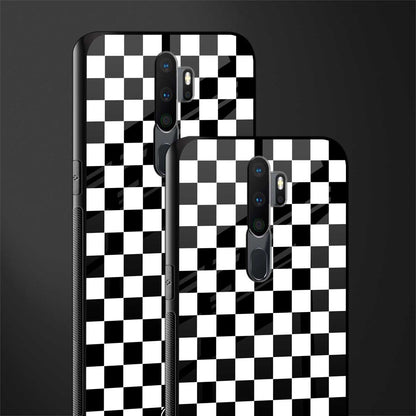 black & white check pattern glass case for oppo a9 2020 image-2