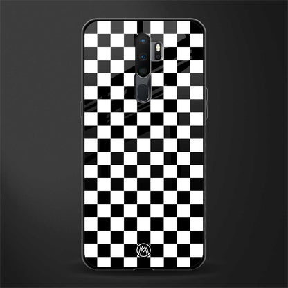 black & white check pattern glass case for oppo a5 2020 image