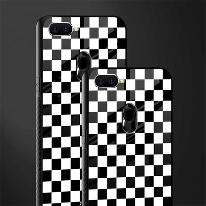 black & white check pattern glass case for oppo a5s image-2