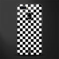 black & white check pattern glass case for oppo a7 image