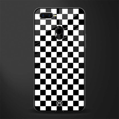 black & white check pattern glass case for oppo a7 image