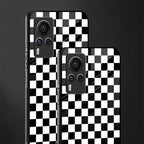 black & white check pattern glass case for vivo x60 pro image-2