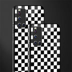 black & white check pattern glass case for vivo v19 image-2