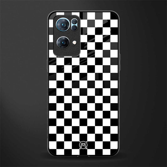 black & white check pattern glass case for oppo reno7 pro 5g image