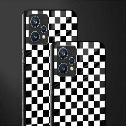 black & white check pattern glass case for realme 9 4g image-2