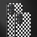 black & white check pattern glass case for poco m4 pro 5g image-2