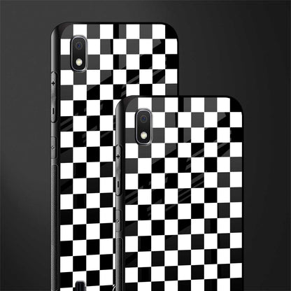 black & white check pattern glass case for samsung galaxy a10 image-2