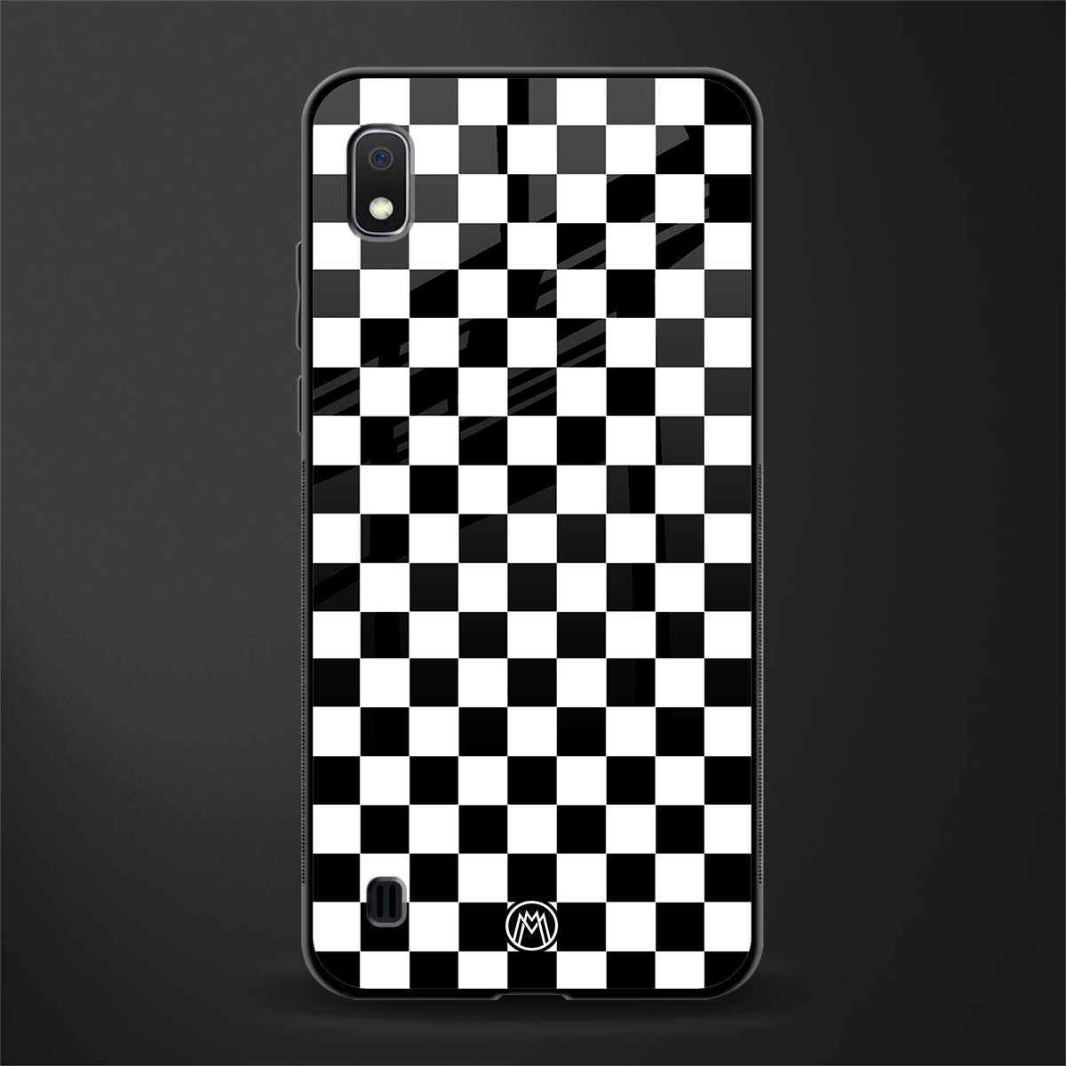 black & white check pattern glass case for samsung galaxy a10 image
