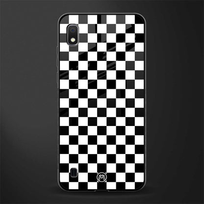 black & white check pattern glass case for samsung galaxy a10 image