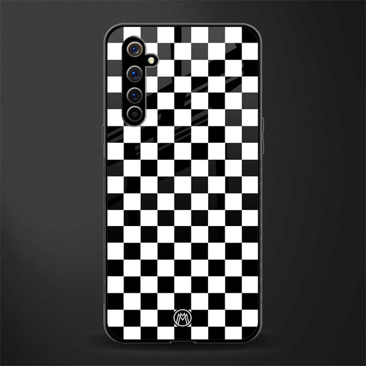 black & white check pattern glass case for realme x50 pro image