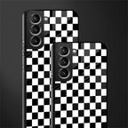 black & white check pattern glass case for samsung galaxy s21 fe 5g image-2