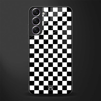 black & white check pattern glass case for samsung galaxy s21 fe 5g image