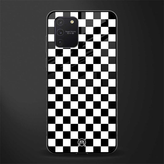 black & white check pattern glass case for samsung galaxy a91 image
