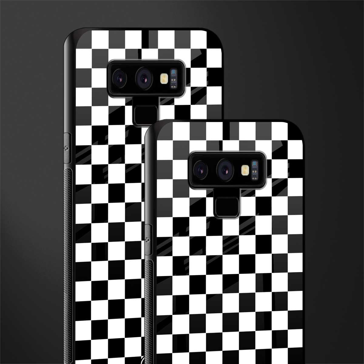 black & white check pattern glass case for samsung galaxy note 9 image-2