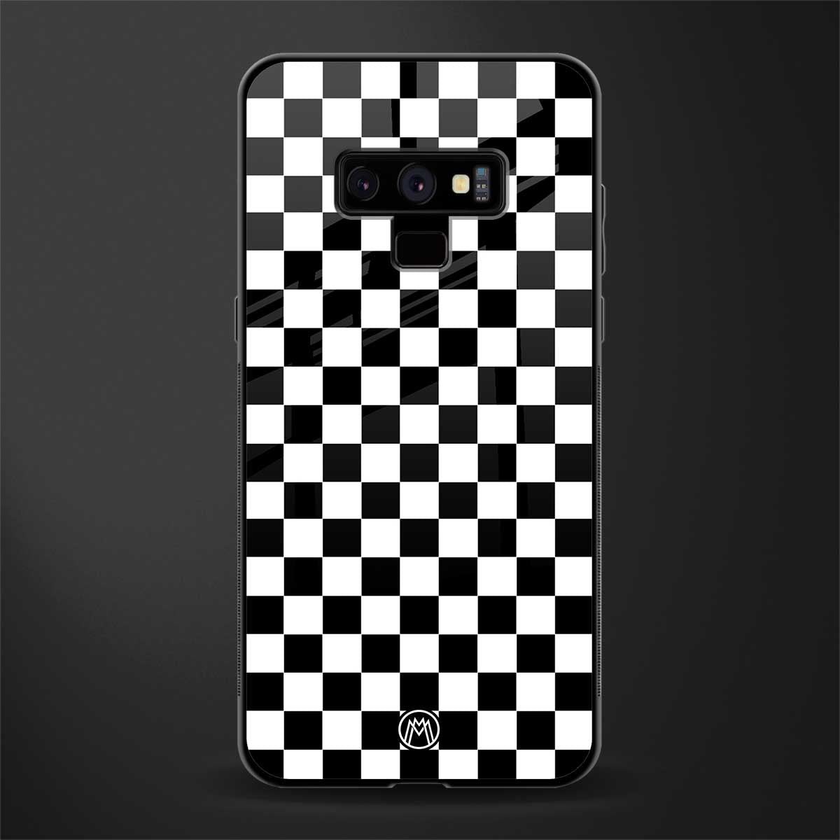 black & white check pattern glass case for samsung galaxy note 9 image