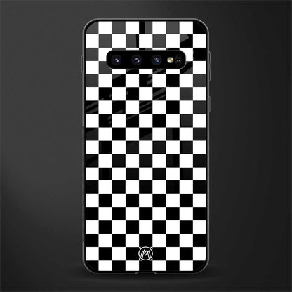 black & white check pattern glass case for samsung galaxy s10 plus image