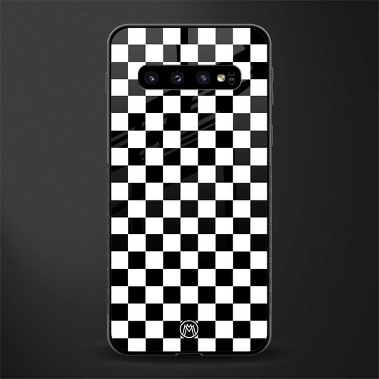 black & white check pattern glass case for samsung galaxy s10 plus image