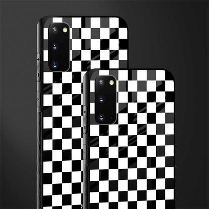 black & white check pattern glass case for samsung galaxy s20 image-2
