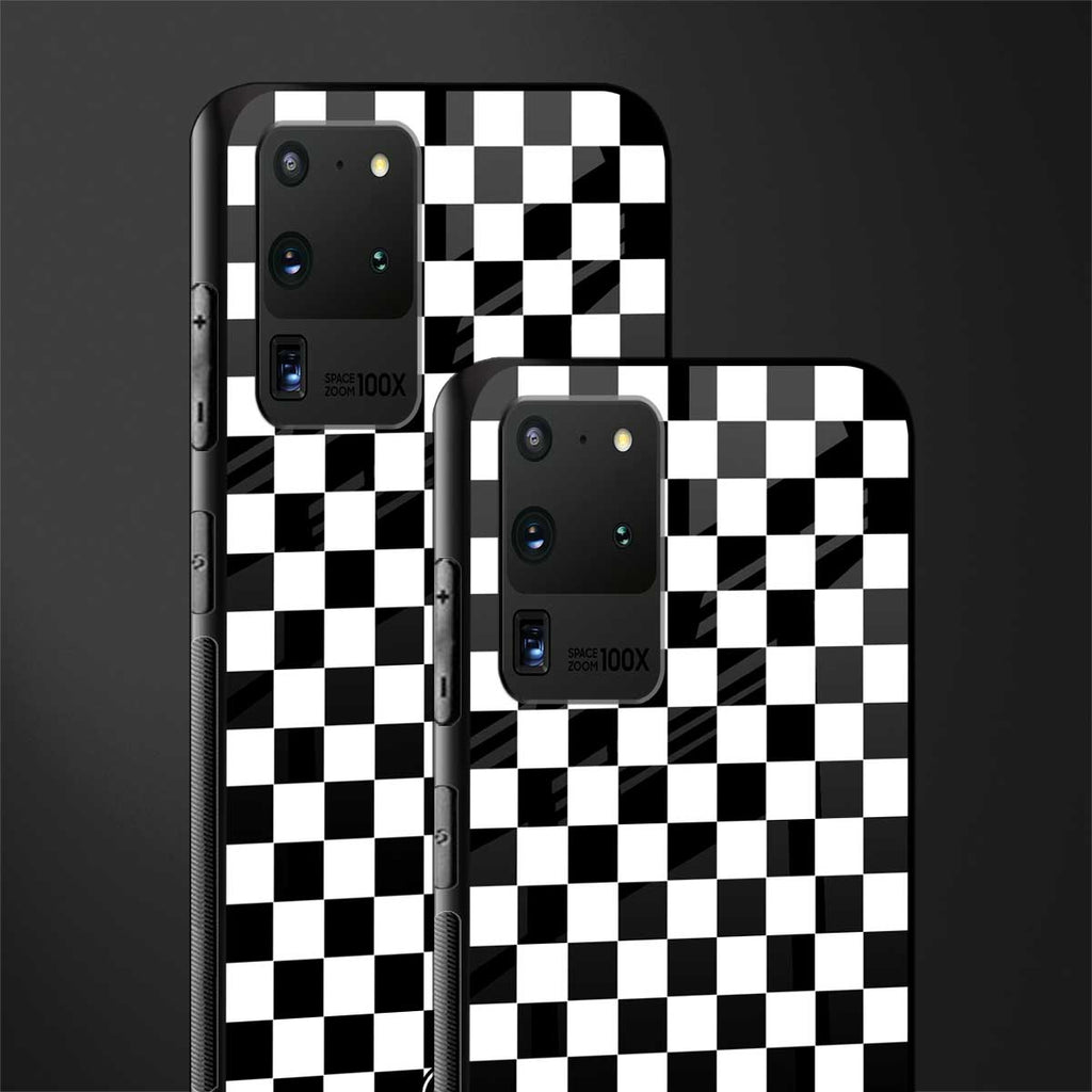 black & white check pattern glass case for samsung galaxy s20 ultra image-2