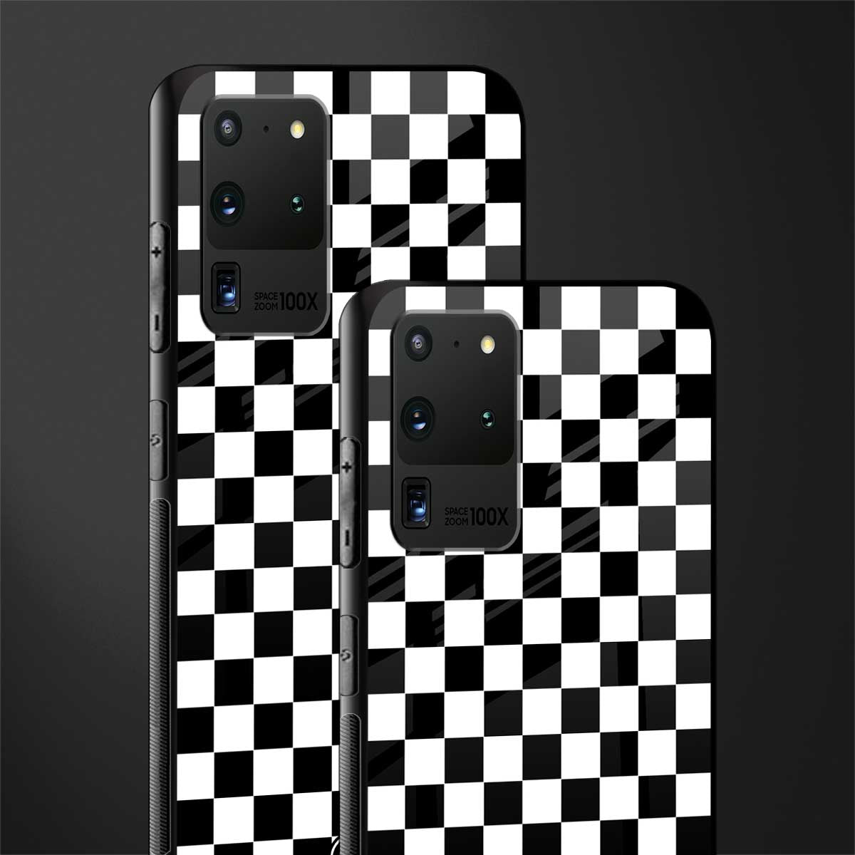 black & white check pattern glass case for samsung galaxy s20 ultra image-2