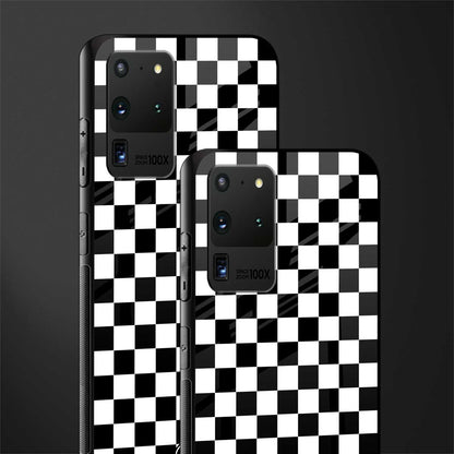 black & white check pattern glass case for samsung galaxy s20 ultra image-2