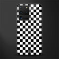 black & white check pattern glass case for samsung galaxy s20 ultra image