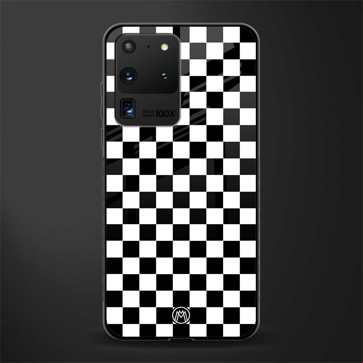 black & white check pattern glass case for samsung galaxy s20 ultra image