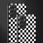 black & white check pattern glass case for samsung galaxy s22 ultra 5g image-2