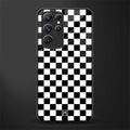 black & white check pattern glass case for samsung galaxy s22 ultra 5g image