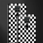 black & white check pattern glass case for redmi note 9 image-2