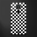 black & white check pattern glass case for redmi note 9 image