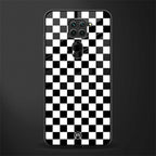 black & white check pattern glass case for redmi note 9 image