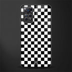 black & white check pattern glass case for redmi note 11 image