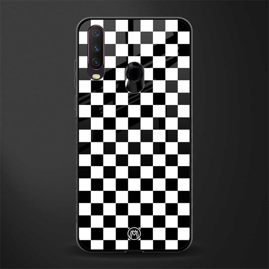 black & white check pattern glass case for vivo y15 image