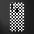 black & white check pattern glass case for vivo y17 image