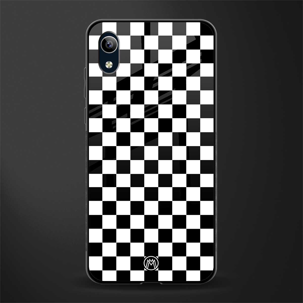black & white check pattern glass case for vivo y91i image