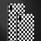 black & white check pattern glass case for vivo v11 pro image-2