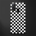 black & white check pattern glass case for vivo y50 image