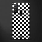 black & white check pattern glass case for vivo y50 image