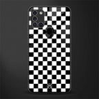 black & white check pattern glass case for samsung galaxy a21s image