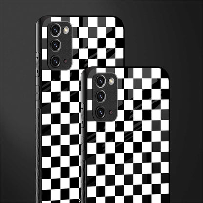 black & white check pattern glass case for samsung galaxy note 20 image-2